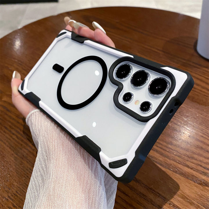 HOCE%20Armor%20Magnetic%20Phone%20Cases%20For%20Samsung%20Galaxy%20S24%20Ultra%20S24%20Plus%20MagSafe%20Case%20Soft%20Shockproof%20Bumper%20Clear%20Hard%20Back%20Cover%20-%20Image%203