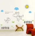 【WEJA】autocollant mural cow pasture cartoon images children decorative sticker on the wall Wall decor  wall stickers for kids rooms. 