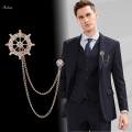 Lapel Pin Brooches Link Chains Pin Tassel Chain Brooch for Tie Men. 