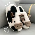 【ALLGOOD】Cyprus Winter Cartoon Couple Slippers Home Fur Slippers Women Warm Cotton Slippers Cute Cow Indoor Thickening. 