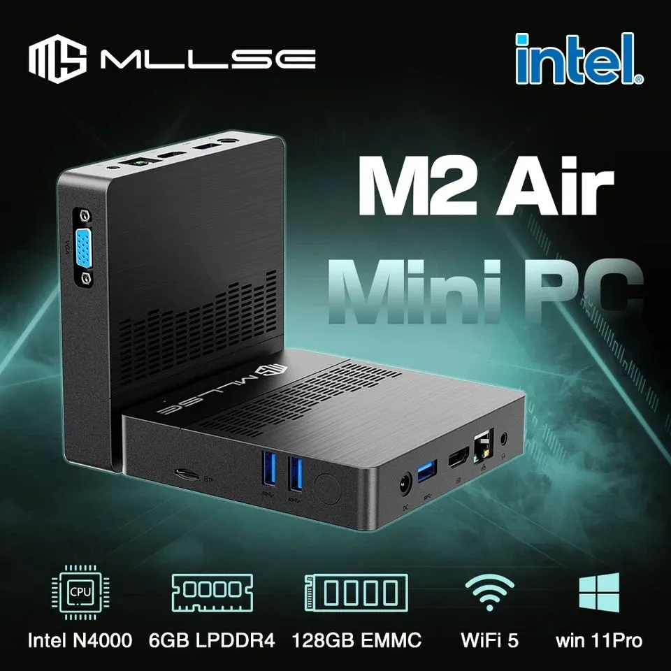 MLLSE Mini PC M2 Air Intel Gemini Lake N4000 Windows 11 6GB RAM