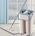 Adjustable Cotton Bucket Scratch Mop with Washable Pads, Hands-Free Microfiber Flat Spin Mop System with 360° Flexible Head for Efficient Cleaning. 