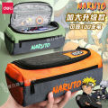 Deli Pencil Case Naruto Version Stationery Box for Boys Large Capacity Simple Canvas Two-Layer Multifunctional Pencil Bag. 