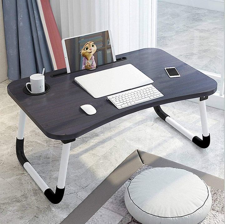 Foldable Laptop Table for Bed Portable Bed Desk for Laptop with Cup Holder, Laptop Desk Bed Trays for Working, Eating and Writing