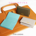 Personalize Name Business Card Holder Genuine Leather Men ID Credit Card Wallet Custom Company Logo DIY Gift Women Cardholder. 