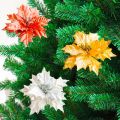 【World Supermarket 2021】20CM Christmas Decoration Maple Leaf Flower Head Tree Ornaments Red Flower Decoration. 