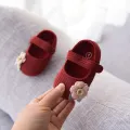 Big Flower Baby Girls Flat Shoes Sunflower Knitted Cotton Girl Princess Prewalker Shoes Footwear Soft Bottom Non-Slip First Walking Shoes. 