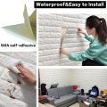 【Miga Plaza】3D Foam Wallpaper Sticker Waterproof Black Brick Wall Design Home Renovation 35X15cm. 