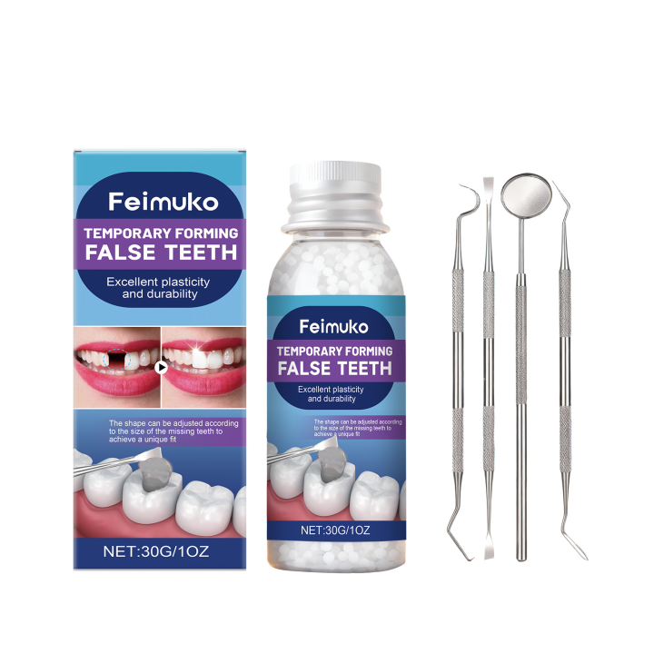 Feimuko Denture Teeth Gel Moldable Solid Teeth Gel for Shaping Dentures Aesthetic Teeth Convenient Smile Enhancer