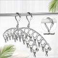 20Pegs Stainless Steel Clothes Drying Hanger Windproof Clothing Rack 20 Clips Sock Laundry Airer Hanger Underwear Socks Holder. 