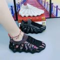 2023Mesh Flat Sports Women's Shoes Breathable All-Match Sneakers Clunky Korean Style Wear-Resistant Running Shoes Soft Bottom Not Tired Feet. 