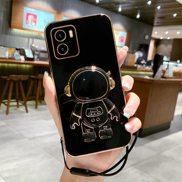 LECOMES%20for%20Xiaomi%20Redmi%20A1%20Back%20Cover%20with%20Lanyard%20Astronaut%20Folding%20Bracket%20Stand%20Luxury%206D%20Plating%20Square%20Stylish%20Girls%20Phone%20Case%20Soft%20Silicone%20Mobile%20Cases%20Pouch%20-%20Image%203