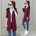 No Pilling, No Fading ] Spring and Autumn Shirt Plaid Mid-Length Coat Women's Long Sleeve Western Style Women's. 