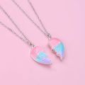 El Regalo 2 PCs BFF Best Friend Forever Split Magnetic Hearts Matching Pendant Necklaces Set- Friendship Day Gift for Besties(FROM INDIA)NUZ. 