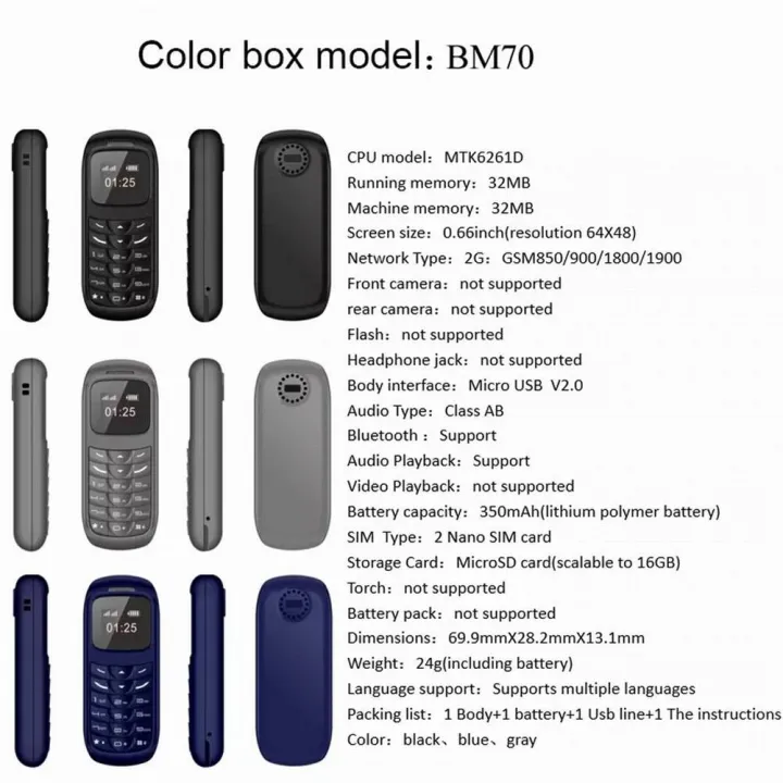 NEW%20star%20B%20phone%20with%20ear%20hook%20phone%20L8Star%20BM%2070%20mini%20phone%20Bluetooth%20universal%20wireless%20ear%20dialer%20GtM70%20small%20GSM%20phone%20-%20Image%205