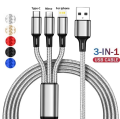 Charger 3 in 1 USB Cable for iPhone, All Android Phones Micro USB and Type C Multi Cord with Lighting for iOS Gadgets, Premium Nylon and Aluminum Braided Materials Multi Charging Connector for all wireless devices. 