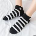 Thin Summer ins Low-Cut Women's Black and White Cute Stripes Socks Top Short Socks Trendy Japanese Mickey Cartoon Low. 