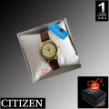 QP Citizen Quartz  One Year Warranty Ladies & Women's Watch, Stainless Steel with Leather strap with FREE Boxes. 