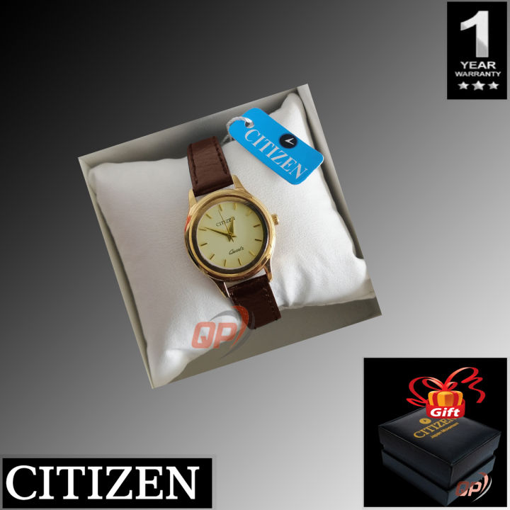 QP Citizen Quartz  One Year Warranty Ladies & Women's Watch, Stainless Steel with Leather strap with FREE Boxes