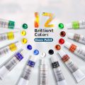 12ml 12 Colors Glass Paint Set Acrylic Pigments Drawing Tubes Set Artist Art Supplies. 