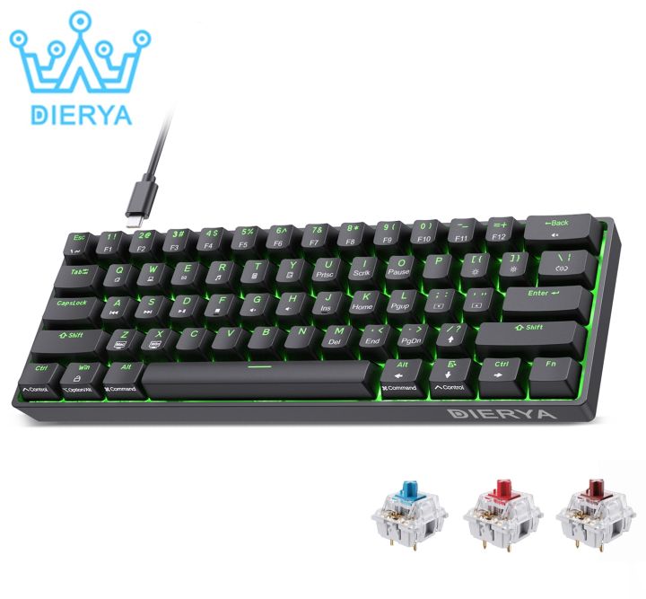 DIERYA 61 Keys Wired Mechanical Gamer Keyboard 60% Mini Mechanical Gaming Keyboard for Office computer PC gaming accessories