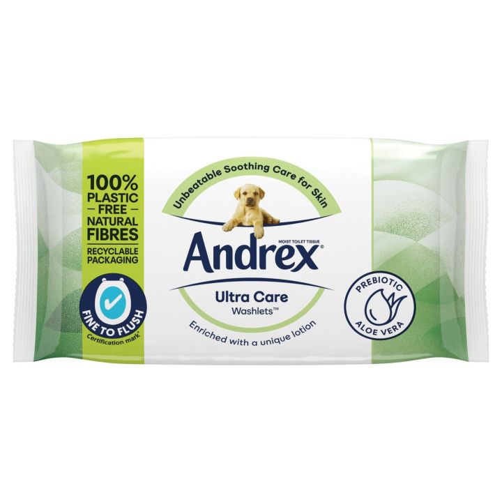 Andrex Ultra Care Washlets Flushable Toilet Wipes Single Pack 36 per pack (UK)