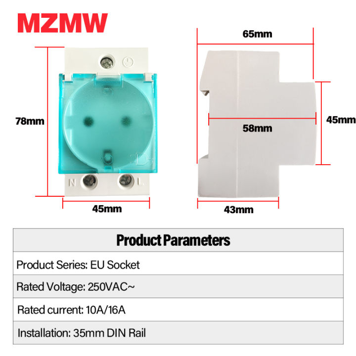 Modular European Socket MZMW EU Europe Din Power Modular Socket Plug AC30 10A 16A 250V ...