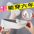 Genuine Leather Women's Spring and Autumn New Leather Shoes Comfortable Flat Mom Shoes Soft Bottom Soft Surface Peas Shoes Versatile Casual Shoes. 