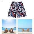 Beach Shorts Men Printed Summer Shorts Elastic Waist Drawstring Five Point Baggy Swim Black White XL. 