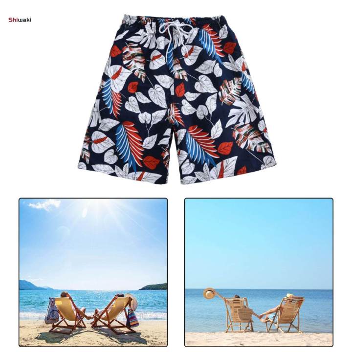 Beach%20Shorts%20Men%20Printed%20Summer%20Shorts%20Elastic%20Waist%20Drawstring%20Five%20Point%20Baggy%20Swim%20Black%20White%20XL%20-%20Image%203
