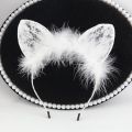 South Korea Cute Lace Cat Ears Headband Women's Net Red Headband Sexy Rabbit Ears Cos Makeup Hair Accessories Generation 4099. 