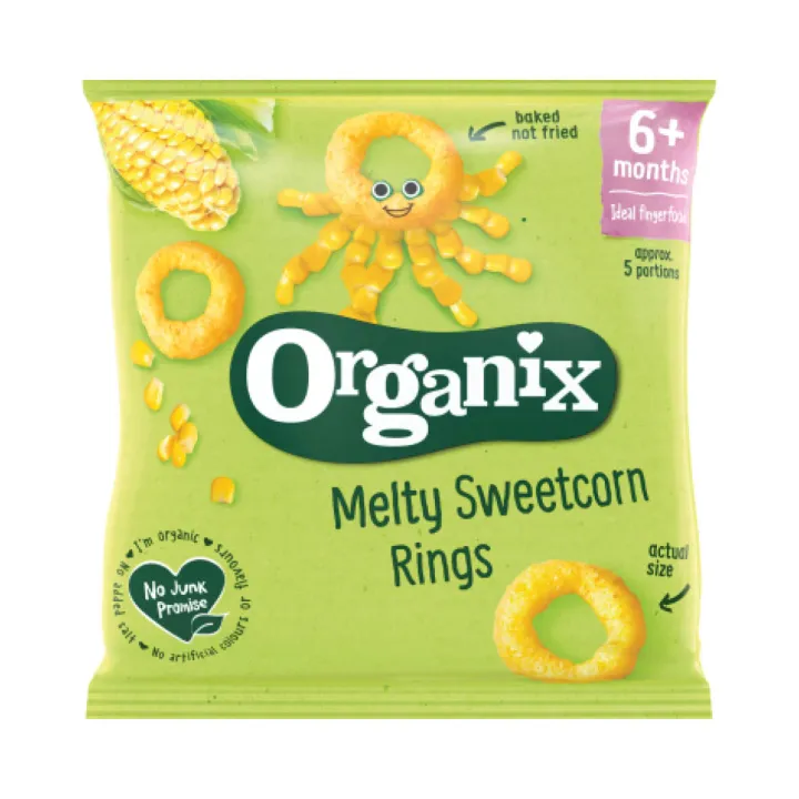 Organix Melty Sweetcorn Rings Organic Baby Finger Food Snack 20G