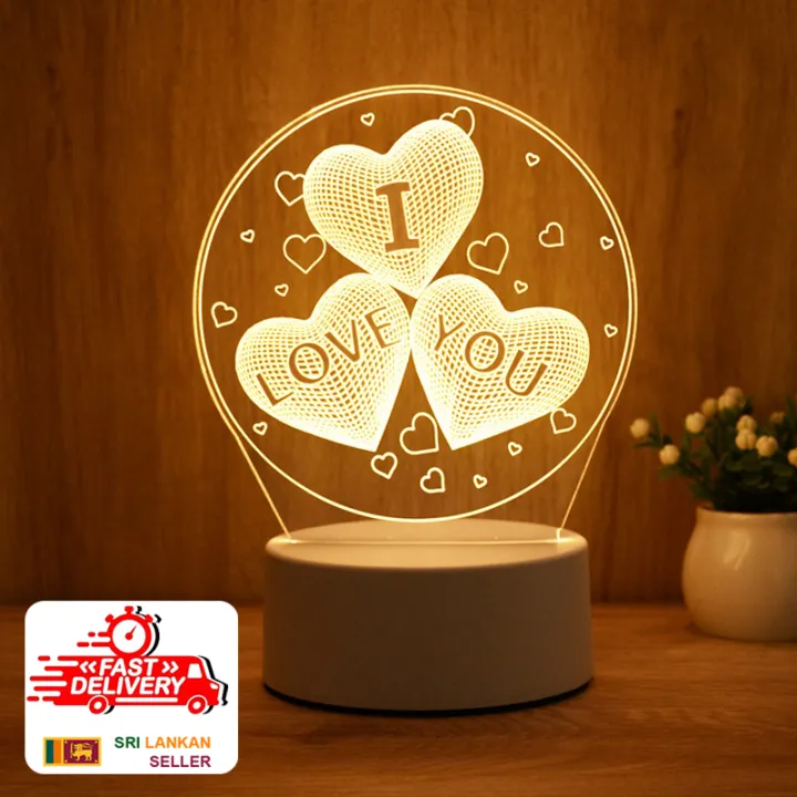 Valentine's Day Table Lamp Four Heart Bedside Lamp Romantic Color USB Touch Switch LED Acrylic 3D Night Light Creative table lamp Acrylic Night Light USB baby bedroom desk birthday gift
