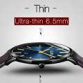 relo water proof  ultra-thin quartz watch Leather waterproof fashion men's business watch multiple colors. 