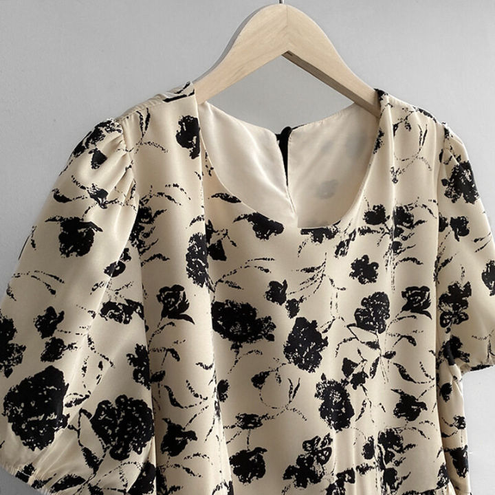 %E3%80%90WEJA%E3%80%91Women%20French%20Style%20Vintage%20Elegant%20Round%20Neck%20Puff%20Sleeve%20Loose%20Mid-lengh%20A-lineBlack%20Floral%20Dress%20-%20Image%208