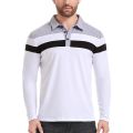 Men's Long Sleeve Polo Shirts Casual Shirt Slim Fit Patchwork Collared Shirt Lapel Business Fitness T-shirt. 