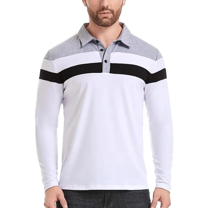 Men's%20Long%20Sleeve%20Polo%20Shirts%20Casual%20Shirt%20Slim%20Fit%20Patchwork%20Collared%20Shirt%20Lapel%20Business%20Fitness%20T-shirt%20-%20Image%203