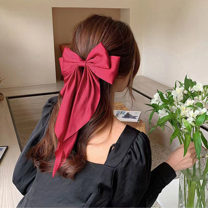 Korean%20Style%20Hair%20Clip%20Elegant%20Silk%20Satin%20Oversize%20Bow%20Hairpin%20Ribbon%20Hair%20Clip%20Bow%20Spring%20Clips%20For%20Woman%20Girls%20Hair%20Accessories%20-%20Image%207