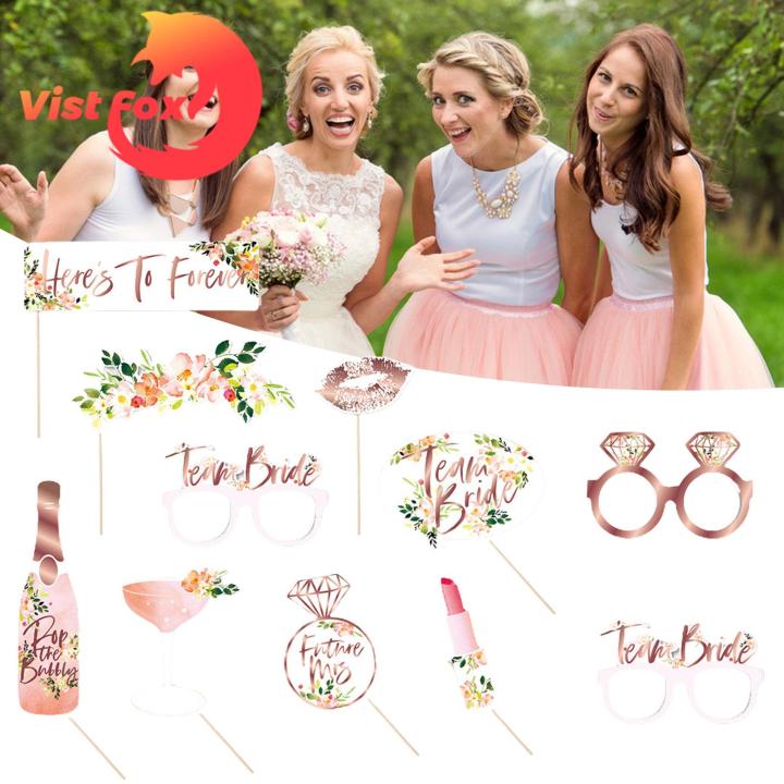 Vist Fox Bride Prop with Wooden Stick Team Bride to Be Paper Photo