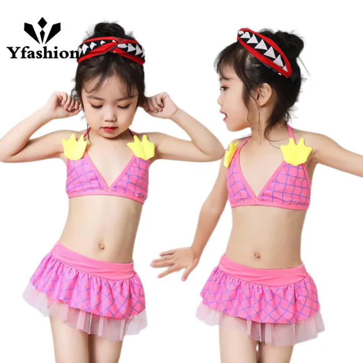 Yfashion%202%20Pieces%20Girls%20Cotton%20Split%20Swimsuit%20Multi-color%20Sweet%20Cute%20Bikini%20Swimwear%20For%200-2%20Years%20Old%20Kids%20-%20Image%203