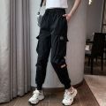 Black Cargo Pants Female Summer Slimming Student Korean Style Ankle-Banded Casual Pants Loose Versatile Sports Pants22New. 