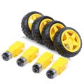 [8PCS] 3-6V TT Gear Motor & Plastic Tire Wheel for Diy Arduino Smart Car Robot Intelligent Car Chassis Four Drive Car. 
