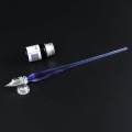 Hand Blown Glass Dip Pen Glass Dipping Pen Set-Small Glass Dip Pen with Blue Ink and Pen Stand for Crafts Calligraphy and Decoration Wrapped in Elegant Gift Case By Aolvo. 