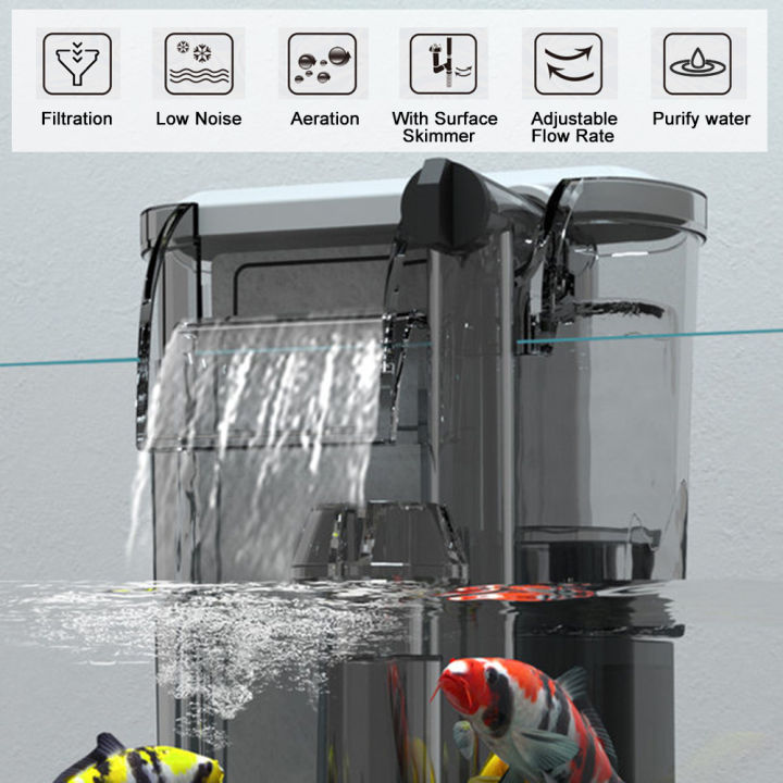 Migeet%20External%20Fish%20Tank%20Aquarium%20Filter%20Waterfall%20Suspension%20Hanging%20Filter%20Low%20Noise%20Filtration%20Aeration%20Adjustable%20Flow%20Rate%20with%20Surface%20Skimmer%20-%20Image%204