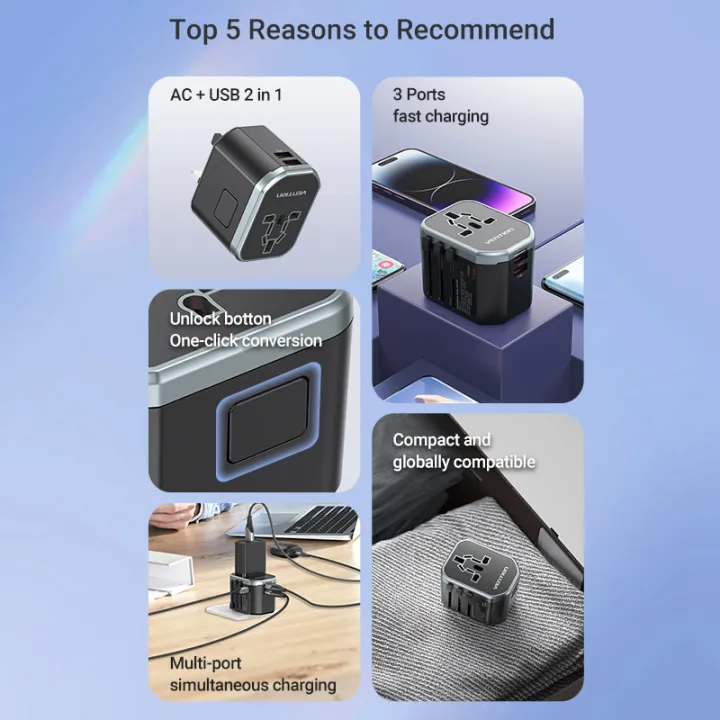 Vention%2020W%20Global%20Travel%20Charger%20Plug%20AC%20+%20USB%202%20in%201%20Fast%20Charging%20Power%20Wall%20Charger%20Type-C%20and%20Dual%20USB%20A%20%20Port%208%20in%201%20Adapter%20for%20iPhone%2016%2015%20Laptop%20PD%20Charger%20Quick%20Charge%20Universal%20Socket%20-%20Image%202