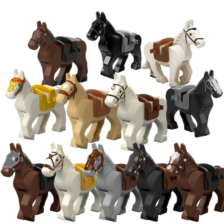 【Popular】Compatible with LEGO Bricks Medieval War Horse White Horse Brown Horse Ringwraith Horse Red Rabbit Horse Building Blocks Minifigure Mount Toy Accessories