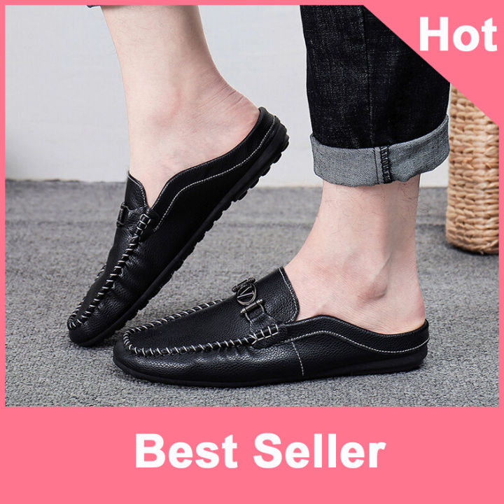 【ALLGOOD】Korean Half Shoes for men Half Slippers Flat Beach Young Sandals Lazy Shoes Loafers for men New Fashion Casual Shoes Mules for men