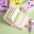 Writing Drawing Pad With Blank Inner Papers Notebook With Keychain Cute Cat Face Plush Mini Pocket. 