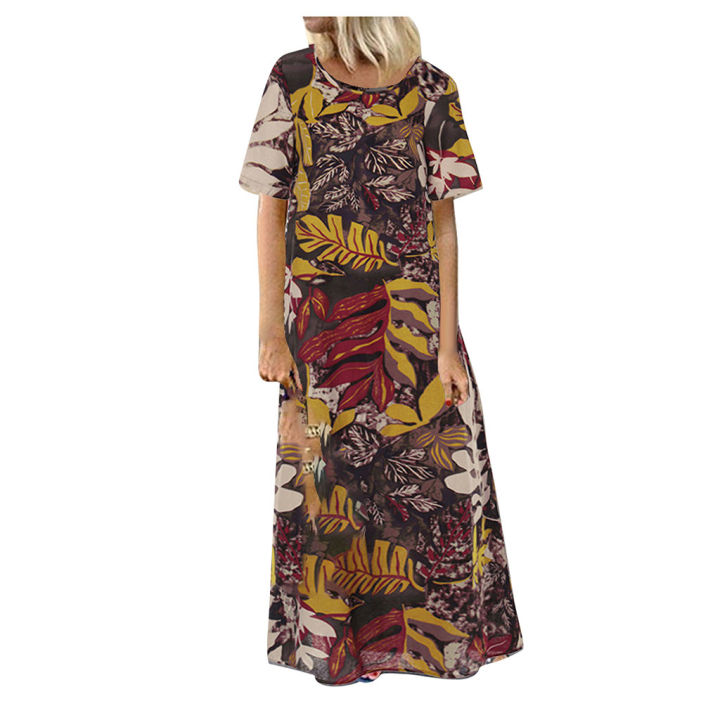 Womens%20Dress%20For%20Women%20Fashion%20Casual%20O-Neck%20Long%20Sleeve%20Vintage%20Flower%20Print%20Short-Sleeve%20Plus%20Size%20Long%20Dress%20-%20Image%204