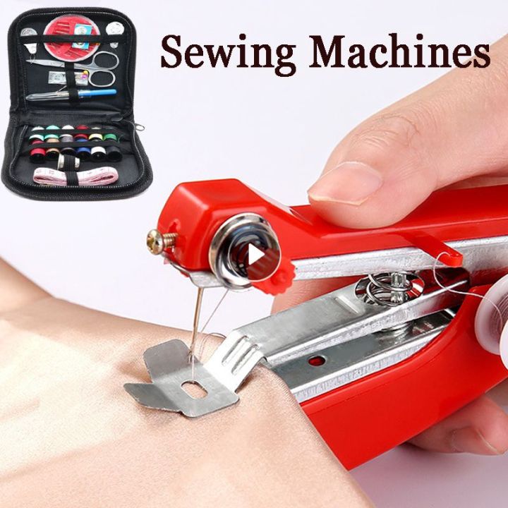 Mini Sewing Machine Needlework Hand-Held Clothes Portable Sewing ...